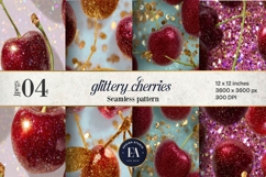 Glitter Coquette Cherry Pattern | Sparkly Glam Texture Paper Product Image 1