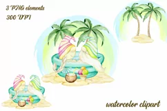 Watercolor Summer Gnomes Clipart, Beach Gnomes PNG, birthday Product Image 1