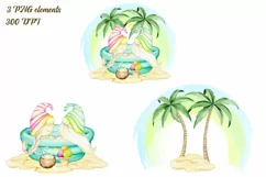 Watercolor Summer Gnomes Clipart, Beach Gnomes PNG, birthday Product Image 2