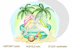 Watercolor Summer Gnomes Clipart, Beach Gnomes PNG, birthday Product Image 3
