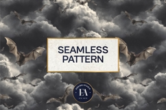 Bats Night Sky Pattern, Dark Gothic Bat Seamless Paper Product Image 3