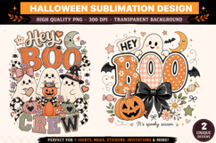 Hey Boo Crew Sublimation PNG | Cute Ghost Halloween PNG Product Image 1