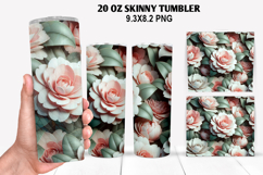 3D Flower Skinny Tumbler 20oz Wrap Design,Flowers Tumble PNG Product Image 1