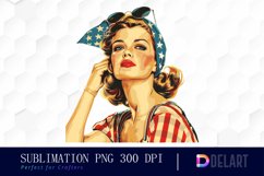 Retro American Mom Watercolor Clipart Product Image 1