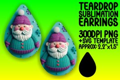 3D Santa Claus Teardrop Earrings Sublimation for Winter Product Image 1