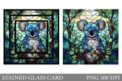 Stained Glass Koala Card. Koala Stained Glass Card Design Product Image 1
