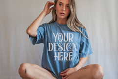 Blue Jean Comfort Colors 1717 T-shirt Mockups, Real Model Mo Product Image 1