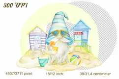 Watercolor Summer Gnomes Clipart, Beach Gnomes PNG, birthday Product Image 3
