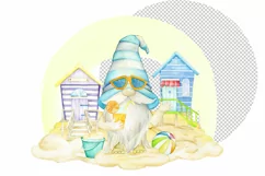 Watercolor Summer Gnomes Clipart, Beach Gnomes PNG, birthday Product Image 2