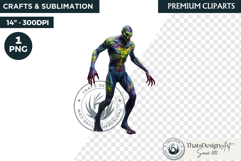 Halloween Acid Monster Clipart PNG Neon Fantasy Character Product Image 1