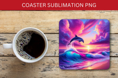 square coaster - sunset beach dolphin Product Image 1