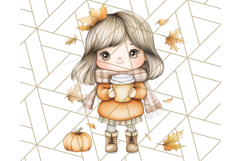 Pumpkin Spice Chibi Girls, Fall Accessories PNG, Cozy Autumn Product Image 5