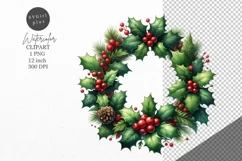 Christmas clipart| Holly wreath |Christmas sublimation Product Image 1