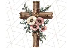 Faith Cross PNG with Flowers, Watercolor Religious Art Print Product Image 5
