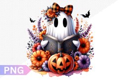 Halloween Ghost And Books Sublimation - Clipart PNG Design Product Image 1