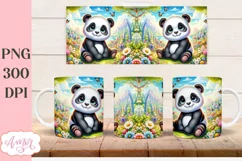 Cute baby panda bear mug wrap PNG for sublimation Product Image 2