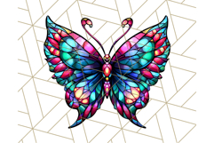 Stained Glass Hearts and Butterflies Clipart PNG Product Image 5