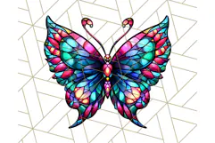 Stained Glass Hearts and Butterflies Clipart PNG Product Image 5