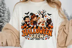 Halloween Crew PNG, Cute Witch Vampire Ghost Cat Costume Product Image 3