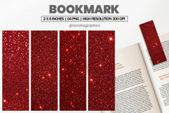 Dark Red Glitter Bookmark PNG, Bookmark Sublimation Product Image 1