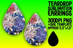 Colorful Floral Design Teardrop Earring PNG Product Image 1