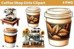 Coffee Shop Girls Clipart PNG Product Image 1