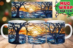 Winter Holiday Stained Glass 11oz 15oz Mug Wrap Product Image 1