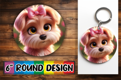 Playful Circle Keychain Sublimation, 3D Dog Product Image 1