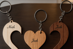 Family Puzzle Heart Keychain Laser Cut File Personalized Woo Product Image 4