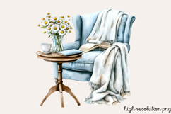 Blue Cozy Spring Home Clipart PNG Product Image 1