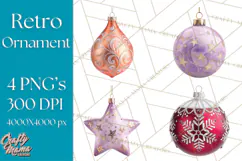 Retro Ornament Clipart PNG, Vintage Christmas Clip Art Product Image 1