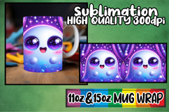 Happy hearts 11oz 15oz sublimation wrap, 3D Cute Ghost Product Image 1