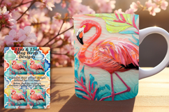 Whimsical 15oz Mug Wrap Png Artwork , Flamingo Product Image 1
