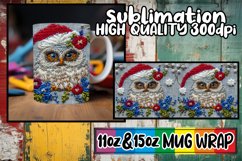 Owl Christmas Mug Wrap 11oz 15oz Embroidered Design Product Image 1