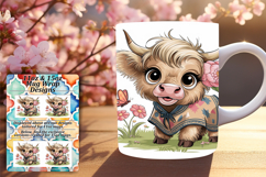 Unique 15oz Mug Wrap Png Design , Cute Cow Product Image 1