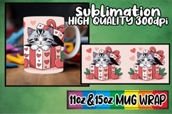 Enchanted days 11oz 15oz sublimation wrap, Valentines Cat Product Image 1