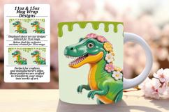 Happy 15oz Mug Wrap Png Template , Cute Dino Product Image 1