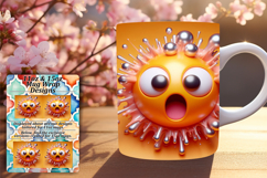 Colorful 11oz Mug Wrap Png Design , 3D Emoji Product Image 1