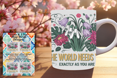 Lovely 15oz Mug Wrap Png Artwork , Flower Quote Product Image 1