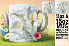Oceanic Blossom: Floral Water Design Mug Wrap 11oz Product Image 1
