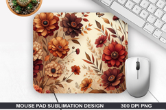 Flowers Mouse Pad Sublimation, Autumn Mouse Pad PNG Design Product Image 1