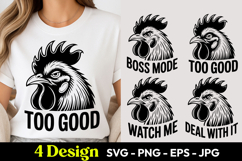 Too Good Rooster Design SVG PNG Product Image 1