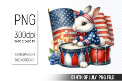 4th Of July Bunny Sublimation Clipart PNG Design Product Image 1