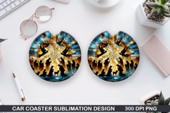 Christmas Car Coaster Sublimation| Christmas Coaster PNG Product Image 1
