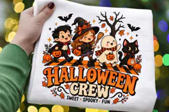 Halloween Crew PNG, Cute Witch Vampire Ghost Cat Costume Product Image 1