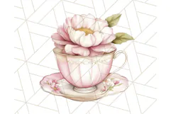 Pastel Tea Clip Art PNG with Sweets and Floral Accents Png Product Image 5