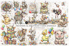 Whimsical Birthday Farm Animals PNG Clipart Product Image 1