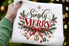 Simply Merry Christmas PNG, Vintage Holiday Typography Product Image 1