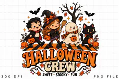 Halloween Crew PNG, Cute Witch Vampire Ghost Cat Costume Product Image 2