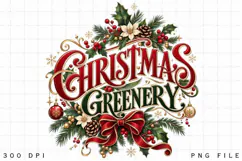 Christmas Greenery Elegant Poinsettia PNG - Vintage Holiday Product Image 2